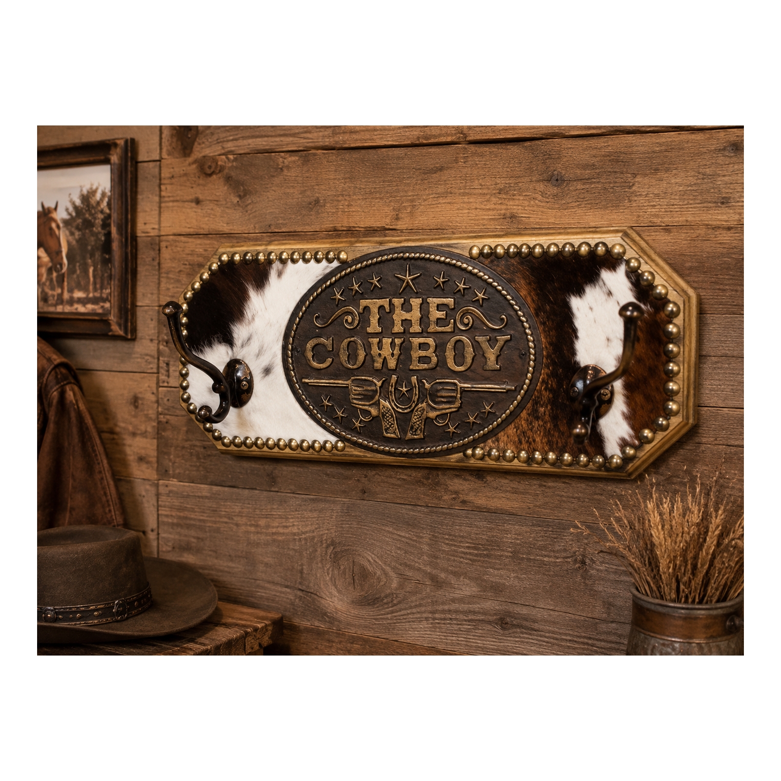 The Cowboy Western Cowhide Hook Rack